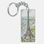Briefkaart dat de Eiffeltoren weergeeft Sleutelhanger (Voorkant Links)