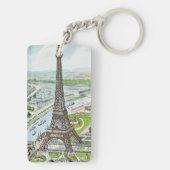 Briefkaart dat de Eiffeltoren weergeeft Sleutelhanger (achterkant)