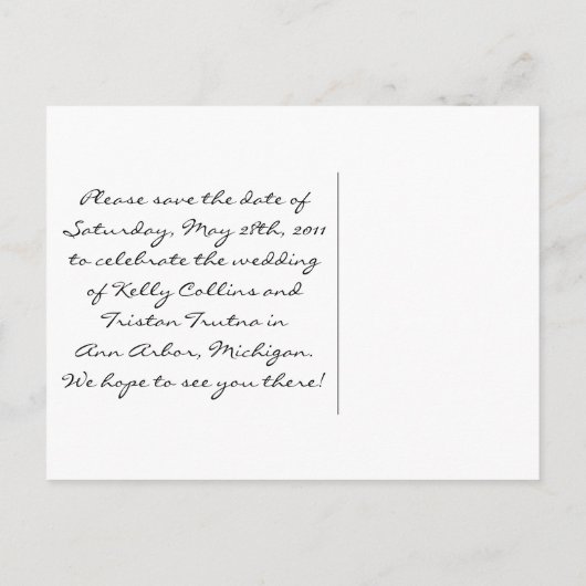 briefkaart "DATUM OPSLAAN" (Achterkant)