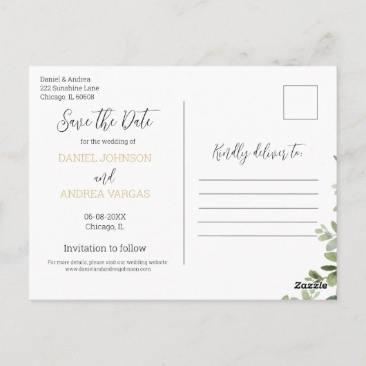 Briefkaart Datum opslaan (Achterkant)