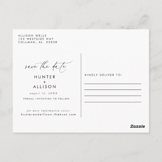 Briefkaart Datum opslaan (Achterkant)