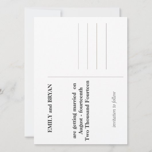 Briefkaart Datum opslaan - typemachine (Achterkant)