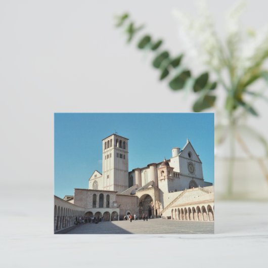 Briefkaart De Basilica van Assisi, Umbrië, Italië (Staand voorkant)