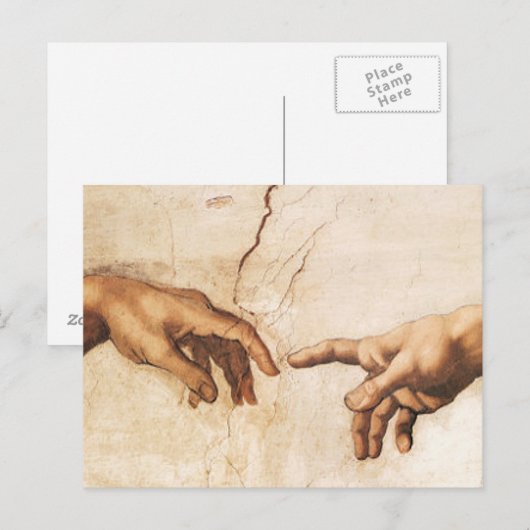 Briefkaart - De creatie van Adam (Voorkant / Achterkant)