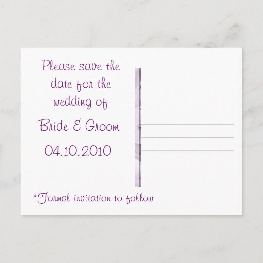 Briefkaart ~ De datum opslaan (Achterkant)