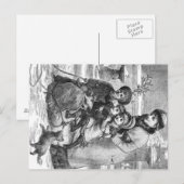 Briefkaart - de Familie van de Scène van de Winter (Voorkant / Achterkant)