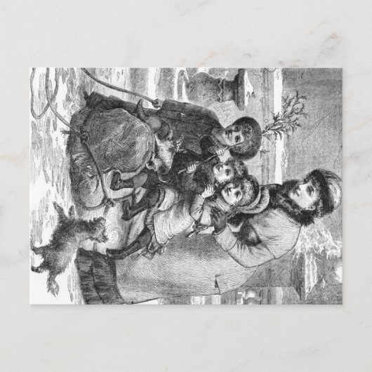 Briefkaart - de Familie van de Scène van de Winter (Voorkant)