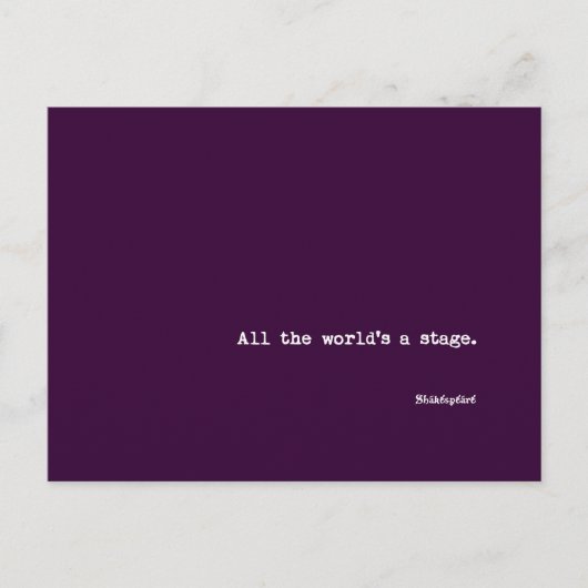 Briefkaart - De hele wereld is een podium - Shakes (Voorkant)