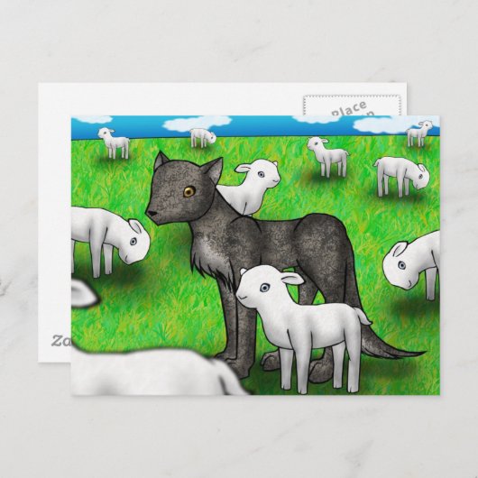 briefkaart "De Wolf en de Lamb" (Voorkant / Achterkant)