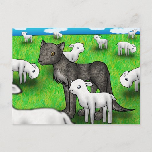 briefkaart "De Wolf en de Lamb" (Voorkant)