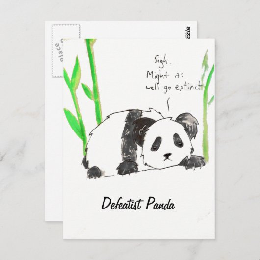 Briefkaart Defeatist Panda (Voorkant / Achterkant)