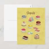BRIEFKAART DESSERTS waterverf voedselillustraties. (Voorkant / Achterkant)