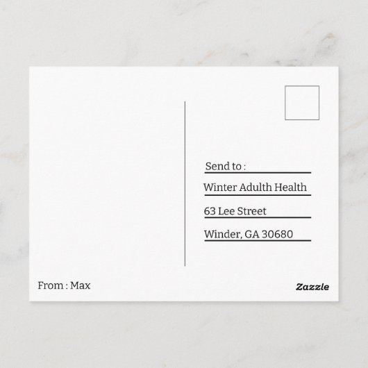 Briefkaart die Japan afreist (Achterkant)