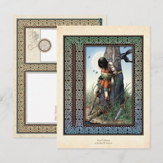 briefkaart "Dood van Cuchulainn" (Voorkant / Achterkant)