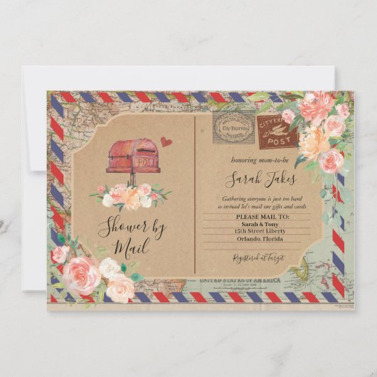  Briefkaart Douche per mail Baby shower (Voorkant)