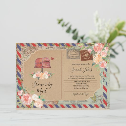  Briefkaart Douche per mail Baby shower (Staand voorkant)