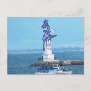 Briefkaart - Draak over LA Harbour Light