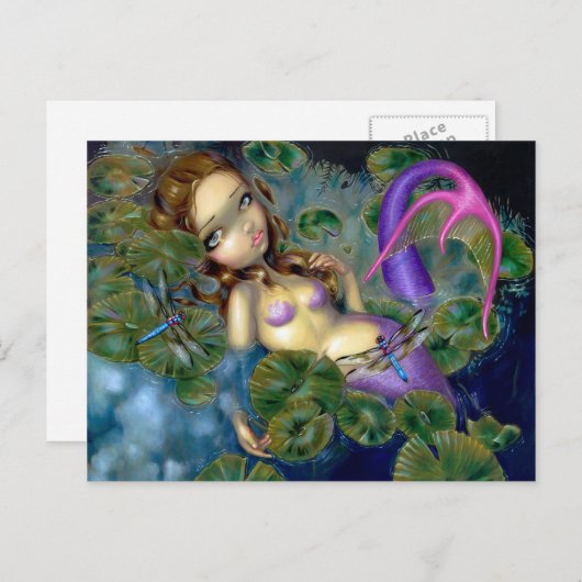 briefkaart "Dragonfly Mermaid" (Voorkant / Achterkant)