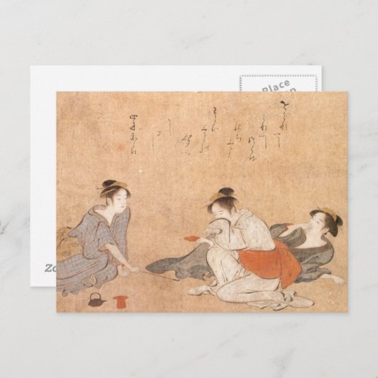 Briefkaart Drie Dronken Vrouwen Torii Kiyonaga (Voorkant / Achterkant)