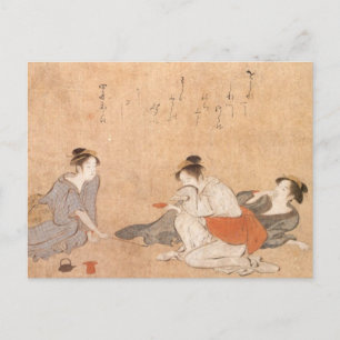 Briefkaart Drie Dronken Vrouwen Torii Kiyonaga