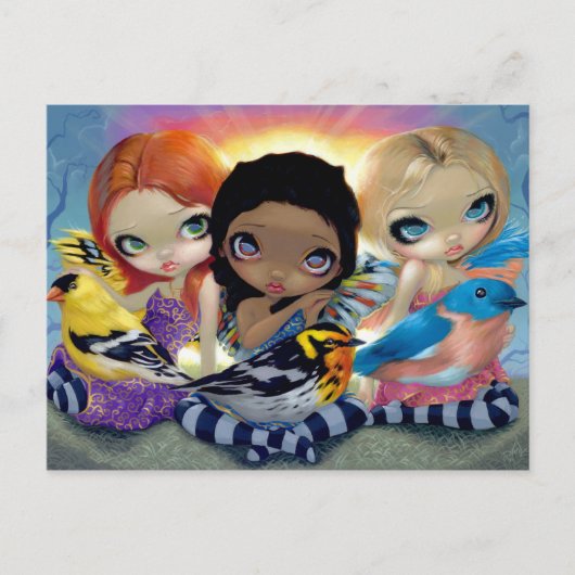 briefkaart "Drie kleine vogels" (Voorkant)