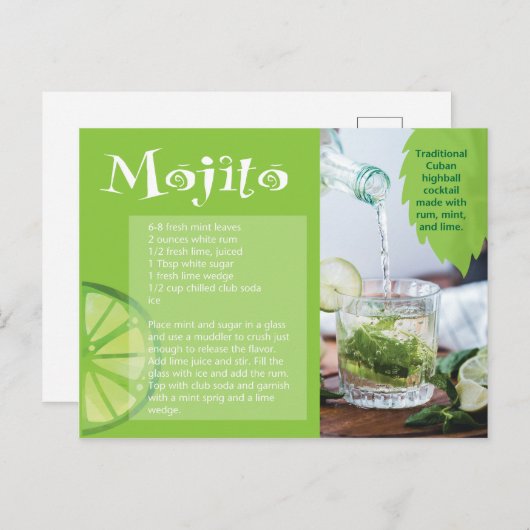 Briefkaart Drink ontvangen Mojito (Voorkant / Achterkant)