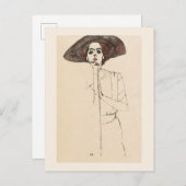 BRIEFKAART : EGON SCHIELE : PORTRAIT VAN DE VROUW  (Voorkant / Achterkant)