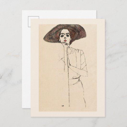 BRIEFKAART : EGON SCHIELE : PORTRAIT VAN DE VROUW (Voorkant / Achterkant)