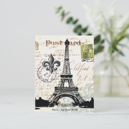  briefkaart Eiffeltoren (Staand voorkant)