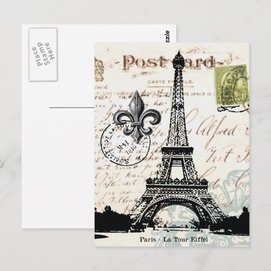  briefkaart Eiffeltoren (Voorkant / Achterkant)