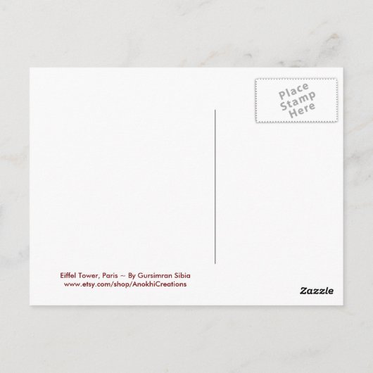 Briefkaart Eiffeltoren (Achterkant)