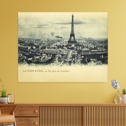 Briefkaart Eiffeltoren — Muur kunst Canvas Afdruk (Insitu (Woonkamer))