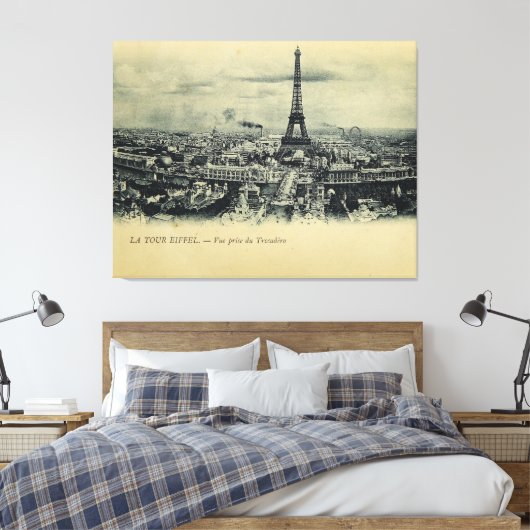 Briefkaart Eiffeltoren — Muur kunst Canvas Afdruk (Insitu (Slaapkamer))