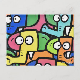 BRIEFKAART ELEPHANTS GRAFFITI
