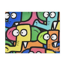 BRIEFKAART ELEPHANTS GRAFFITI