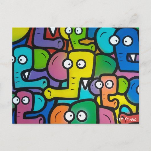 BRIEFKAART ELEPHANTS GRAFFITI (Voorkant)