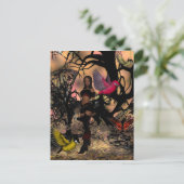 Briefkaart Elf Meisje Vogels (Staand voorkant)