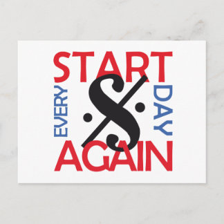 briefkaart Elke dag opnieuw beginnen