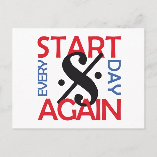briefkaart Elke dag opnieuw beginnen (Voorkant)