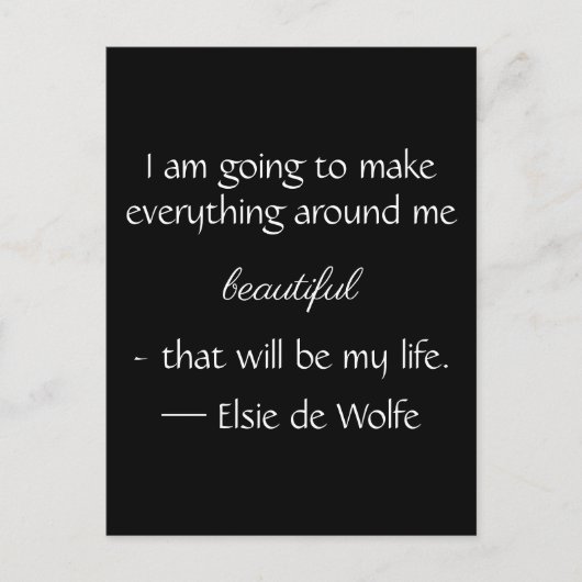Briefkaart Elsie de Wolfe Quote (Voorkant)