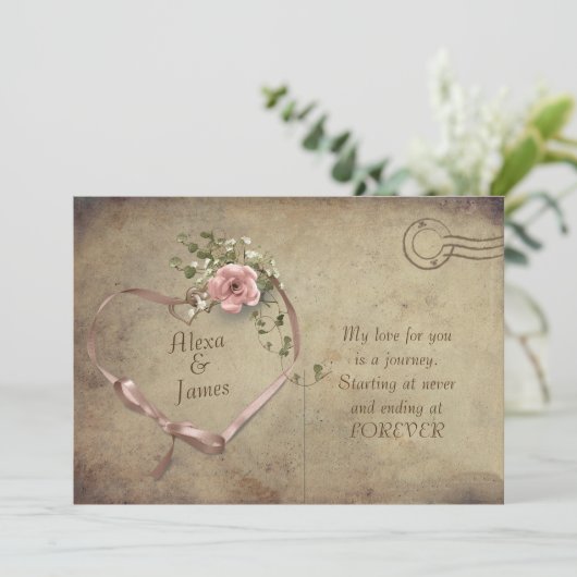  briefkaart en lintbruiloft (Staand voorkant)