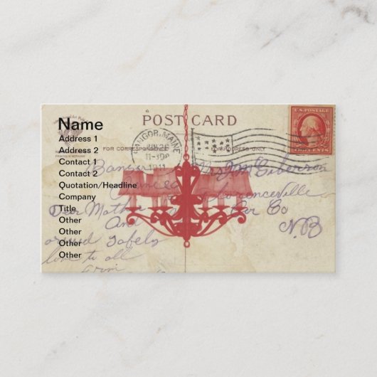  Briefkaart en luchters Visitekaartje (Voorkant)