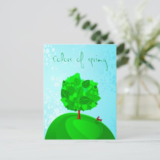 Briefkaart- en veerkleuren briefkaart (Staand voorkant)