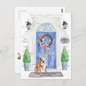 Briefkaart Engelse Bulldog Moving Announcement (Voorkant / Achterkant)