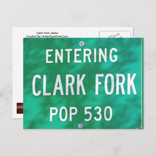 BRIEFKAART ~ "Entering Clark Fork!" (Voorkant / Achterkant)