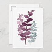 Briefkaart - Eucalyptus Aquarellen Indigo/Groen (Voorkant / Achterkant)