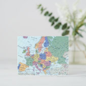 Briefkaart Europese kaart (Staand voorkant)