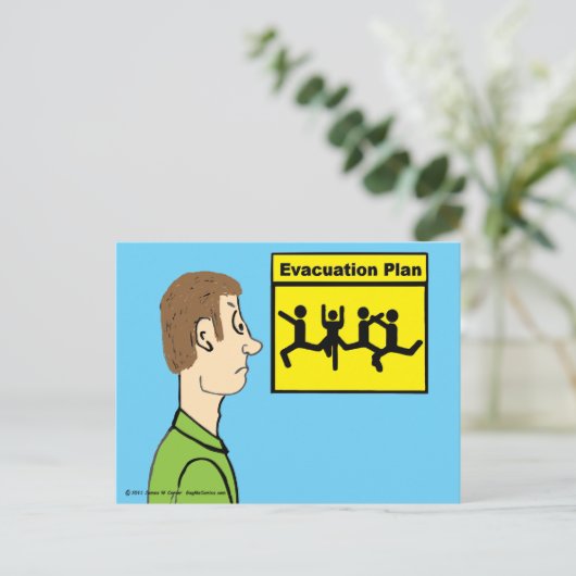 Briefkaart evacuatieplan (Staand voorkant)