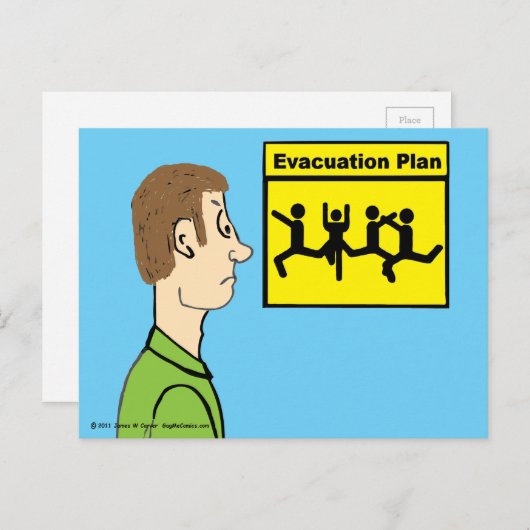 Briefkaart evacuatieplan (Voorkant / Achterkant)