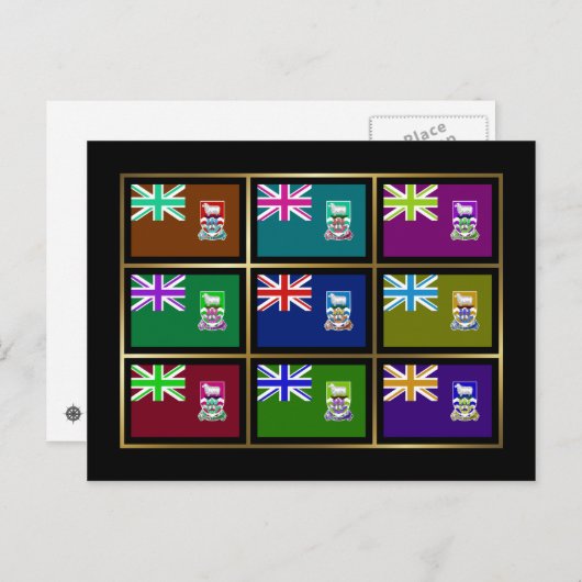Briefkaart Falklandeilanden Multihue Flags (Voorkant / Achterkant)